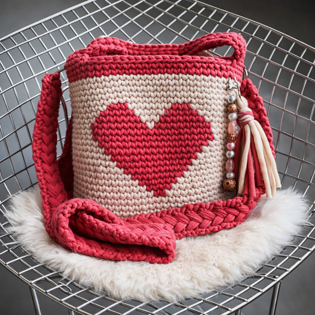 Herzstück – gehäkelte Statement-Tasche mit Liebe