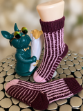 Kuschelsocke Aubergine/rosa Gr. 38-39