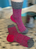 Kuschelsocke grau/pink Gr. 37-38